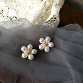 Earrings Faux Pearl Flower